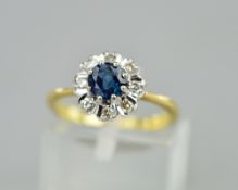 AN 18CT DIAMOND AND SAPPHIRE RING, ring size K, approximate weight 3.6 grams