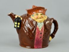 A ROYAL DOULTON CHARACTER TEAPOT, 'Old Charley' D6017, designed by Charles Noke (lid restored chip)