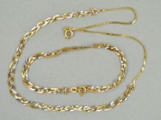 A MODERN TWO COLOUR PLAITED BRACELET AND MATCHING NECKLACE SET, necklace measuring approximately