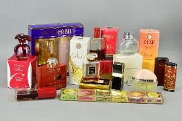 A COLLECTION OF PERFUME BOTTLES AND SOAP, to include some unopened Burberry 'Weekend', Christian