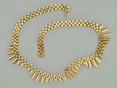 A LATE 20TH CENTURY 9CT GOLD CLEOPATRA STYLE NECKLACE, variable plain polished panel link design,