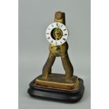 A LATE 19TH CENTURY FRENCH BRASS SKELETON TYPE CLOCK, white enamel chapter ring with Roman