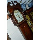 A GEORGE III OAK LONGCASE CLOCK, 30 hour movement, painted dial, Roman numerals, subsidiary date