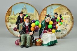 TWO ROYAL DOULTON FIGURES AND TWO BOXED MATCHING PLATES, 'The Balloon Man' HN1954 and plate