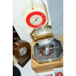 FIVE VARIOUS TIMEPIECES, to include Smiths mantel clock, a Junghans 'Sun' wall clock, a Bakelite