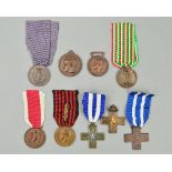 A SELECTION OF ITALIAN MILITARY MEDALS, WWI/II, 9 in number, to include 3 x War Merit Cross, East
