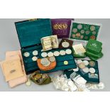 A BOX OF COINS, to include many silver varieties of German & Austrian silver, EG Olympic Games of