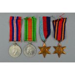 A THREE DRAWER WOODEN CASE WITH LOCKING FRONT PIECE, including a WWII group of medals as follows