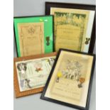 FOUR GLAZED FRAMES CONTAINING PAPERWORK AND MEDALS, French certificate for a soldier who served at