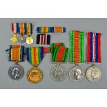 A VERY INTERESTING AND COMPLETE GROUP OF WWI MEDALS, together with original dog tags, WWII medals