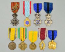 A SELECTION OF BELGIUM MILITARY MEDALS AND MEDALLIONS, 9 in number, to include Order of Leopold,