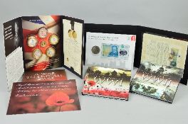 WWI CENTENARY COIN COMMEMORATIVES, mounted on information cards, to include a Winston Churchill