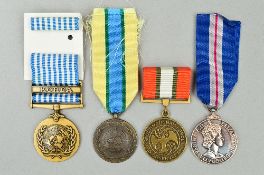 A SELECTION OF MEDALS, to include UN Korea medal and ribbon bar, UN medal UNOSOM, Somalia,