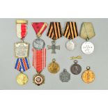 A SELECTION OF MILITARY MEDALS, to include 250 Years of Leningrad, Polish Fatherland Service