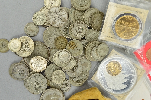 A BOX OF MAINLY UK COINS, to include approximately 500 grams .500 silver coins, five pound coins, - Image 2 of 2