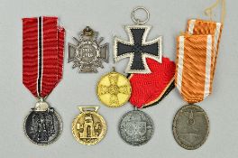 A SELECTION OF IMPERIAL 3RD REICH GERMAN MEDALS, to include War Merit medal, Iron Cross (copy),
