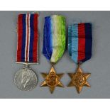 A GROUP OF WWII MEDALS, un-named as issued, as follows 1939-45 and Atlantic Stars War medal, with