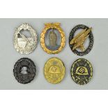 A SELECTION OF GERMAN MILITARY BADGES, to include Imperial WWI Wound badge (black grade), WWII Wound