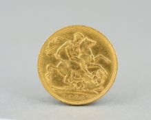 A GOLD FULL SOVEREIGN EDWARD VII 1908