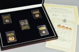 A BOXED FIVE COIN WORLD WARS REMEMBRANCE, to include Double, full half and quarter sovereigns to