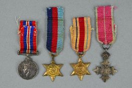 A GROUP OF PERIOD WWII MINIATURE MEDALS, consisting of the 1939-45, Africa Stars, together with MBE,