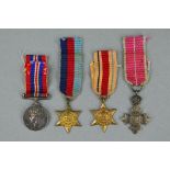 A GROUP OF PERIOD WWII MINIATURE MEDALS, consisting of the 1939-45, Africa Stars, together with MBE,