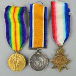 A WWI 1914-15 STAR TRIO OF MEDALS, correctly named to 14498 Pte. A.J. Field, 18th Hussars