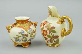 TWO PIECES OF BLUSH IVORY ROYAL WORCESTER, to include jug, No 1094, Rd No 29115, approximate
