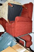 A MODERN DEEP RED THREE PIECE ELECTRIC RECLINING LOUNGE SUITE, comprising of a two seater settee and