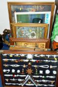 PICTURES, PRINTS, MIRRORS etc, to include modern display case of naval knots, framed jig-saws,