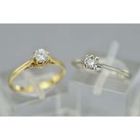 TWO 9CT GOLD RINGS, to include an illusion set modern round brilliant diamond ring, stamped 0.