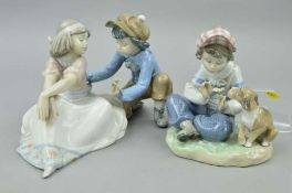 TWO LLADRO FIGURE GROUPS, 'For Me?' No 5454, depicting boy giving girl a flower, approximate