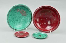 A PAIR OF SWEDISH 'ARGENTA' BOWLS AND PIN TRAYS BY THE GUSTAVSBERG FACTORY, the first finished in