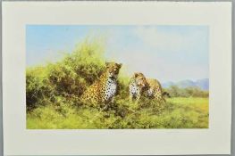 DAVID SHEPHERD (BRITISH 1931 - 2017) 'LEOPARDS', a limited edition print 156/350, signed, titled and