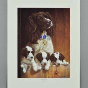 NIGEL HEMMING (BRITISH 1957) 'ALL ABOVE BOARD', a limited edition print 27/500 of a Springer Spaniel