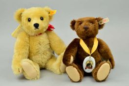 A STEIFF 1909 REPLICA TEDDY BEAR, No 406225, blond mohair, fully jointed, growler doesn't work,
