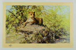 DAVID SHEPHERD (BRITISH 1931 - 2017) 'THE SENTINEL', a limited edition print 109/1500 of a Leopard