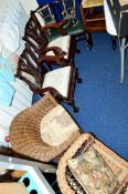 VARIOUS CHAIRS FOR SMALL CHILD/TEDDY BEAR/DOLLS, to include a pair of armchairs, two wicker