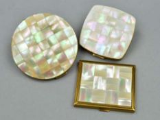 THREE MOTHER OF PEARL COMPACTS