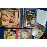 TWO BOXES OF MAGAZINES AND SUNDRIES, to include 'Picture Show', 'Film Weekly', 'Picturegoer',