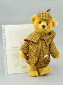 A BOXED LIMITED EDITION TEDDY BEAR STEIFF SHERLOCK HOLMES, No 563/1500, No 655517, golden mohair,