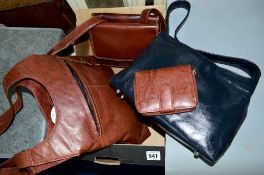 THREE LEATHER HANDBAGS AND A PURSE, to include 'Sereta' cross-body bag, a 'Gigi' handbag and purse