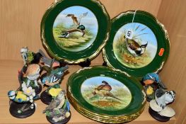 A SET OF SIX SPODE GAME BIRDS COLLECTORS PLATES, handpainted by W.E.Hall 'Lapwing', 'Mallard', '