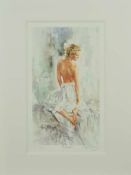 GORDON KING (BRITISH 1939), 'A LOOK', an artist proof print 21/49 of a woman looking over her