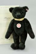 A BOXED LIMITED EDITION STEIFF TEDDY BEAR, No 698/2008, No 038365, dark green with a cream