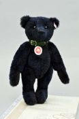 A BOXED LIMITED EDITION ALPACA TEDDY BEAR, No 1111/2007, No 038280, blue mohair, wearing leather