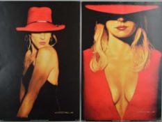 JOHN MOULD (BRITISH 1958) TWO POSTERS PRINTS, 'VOGUE-RED AND VOGUE BLACK', published in 2003 by