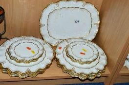 ROYAL CROWN DERBY 'LOMBARDY' PART SERVICE, wavy edged A1127 to include rectangular dish, approximate