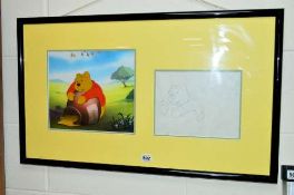 WALT DISNEY, 'Winnie The Pooh', A animated feature cel and clean up drawing of Winnie The Pooh