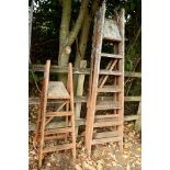 THREE SETS OF WOODEN STEP LADDERS